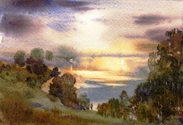 Картина под названием "Солнце заходит." - Syrov, Подлинное произведение искусства, Масло