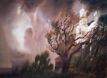 Картина под названием "Гроза   Thunderstorm" - Syrov, Подлинное произведение искусства
