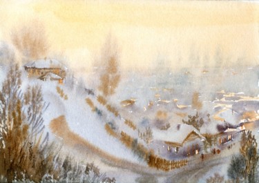 Картина под названием "Морозное утро" - Syrov, Подлинное произведение искусства, Масло
