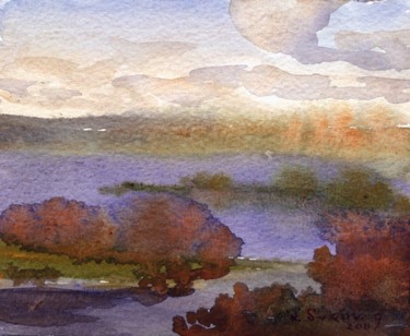 Pintura titulada "Осень на Волге" por Syrov, Obra de arte original, Oleo