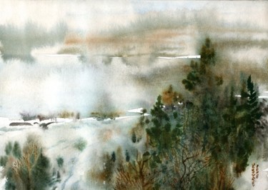 Картина под названием "Снег выпал" - Syrov, Подлинное произведение искусства, Масло