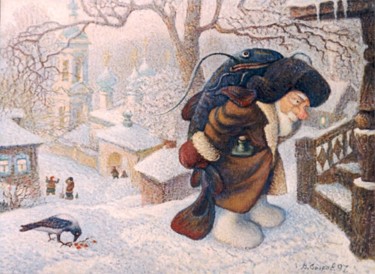 Картина под названием "Рождественское утро…" - Syrov, Подлинное произведение искусства