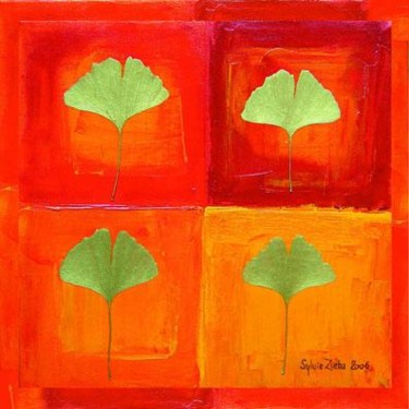 Peinture intitulée "quatre orange" par Sylvie Zieba, Œuvre d'art originale