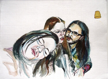 Painting titled "Party Moments VI" by Szabrina Maharita, Original Artwork, Ink