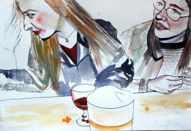 Pintura intitulada "Party Moments IV" por Szabrina Maharita, Obras de arte originais, Aquarela