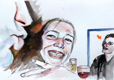 Painting titled "Party Moments VIII" by Szabrina Maharita, Original Artwork, Watercolor