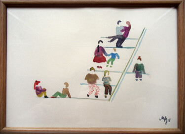 绘画 标题为“Sitting people III.” 由Szabrina Maharita, 原创艺术品, 水彩