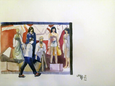 Schilderij getiteld "Man'n'Queens" door Szabrina Maharita, Origineel Kunstwerk, Aquarel