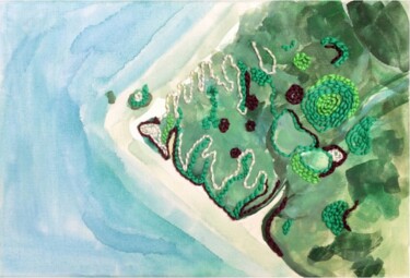 Malerei mit dem Titel "Embroidered Islands…" von Szabrina Maharita, Original-Kunstwerk, Aquarell