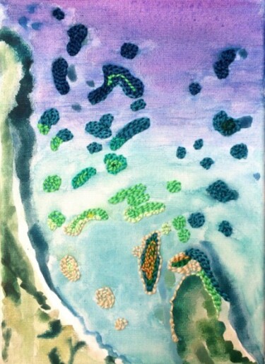 Painting titled "Embroidered Islands…" by Szabrina Maharita, Original Artwork, Watercolor