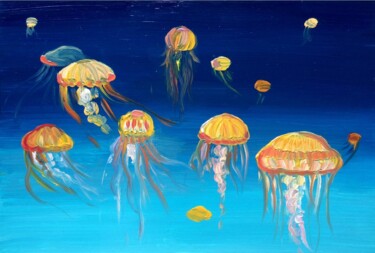 Картина под названием "Blue 4" - Szabrina Maharita, Подлинное произведение искусства, Масло