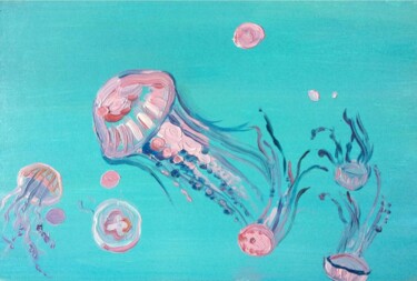 Картина под названием "Blue 3" - Szabrina Maharita, Подлинное произведение искусства, Масло