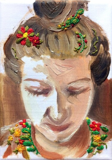 Malerei mit dem Titel "Embroidery series -…" von Szabrina Maharita, Original-Kunstwerk, Öl