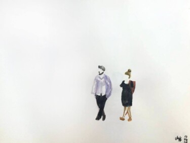 Peinture intitulée "Walking couple 2" par Szabrina Maharita, Œuvre d'art originale, Aquarelle