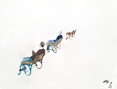 绘画 标题为“Benches” 由Szabrina Maharita, 原创艺术品, 水彩