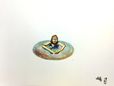 Картина под названием "Glitter donut" - Szabrina Maharita, Подлинное произведение искусства, Акварель