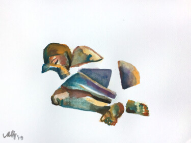 Pintura intitulada "Pieces w2" por Szabrina Maharita, Obras de arte originais, Aquarela