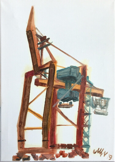 Malerei mit dem Titel "Port - Crane1" von Szabrina Maharita, Original-Kunstwerk, Öl