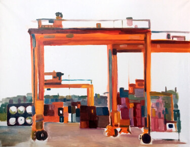 Painting titled "Port - Crane4" by Szabrina Maharita, Original Artwork, Oil