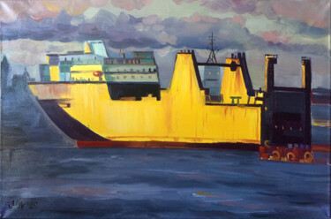 Pittura intitolato "Port - Ship1" da Szabrina Maharita, Opera d'arte originale, Olio