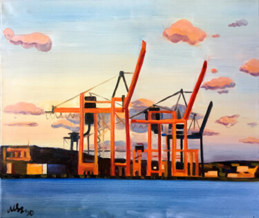 Pintura intitulada "Port - Crane6" por Szabrina Maharita, Obras de arte originais, Óleo