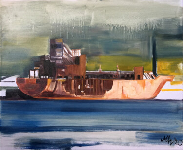 "Port - Ship3" başlıklı Tablo Szabrina Maharita tarafından, Orijinal sanat, Petrol