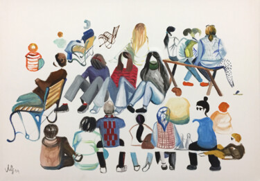 Schilderij getiteld "Meeting Points II." door Szabrina Maharita, Origineel Kunstwerk, Acryl