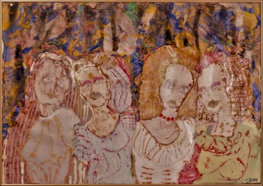 Painting titled "Tzara Daughters" by Andrzej Szarek, Original Artwork, Ink