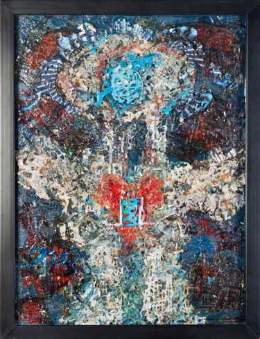 Collages titled "spaceman" by Andrzej Szarek, Original Artwork, Fabric Mounted on Cardboard