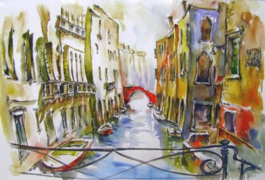 Malerei mit dem Titel "Cannaregio (Venice)" von Zsolt Székelyhidi, Original-Kunstwerk, Aquarell Auf Karton montiert