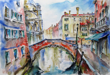 Pintura intitulada "Venice No.3" por Zsolt Székelyhidi, Obras de arte originais, Aquarela