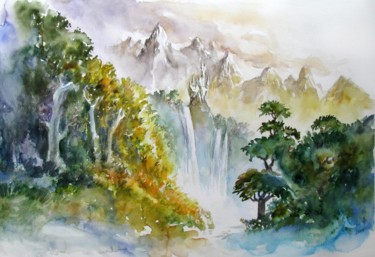 Painting titled "Fabulous country" by Zsolt Székelyhidi, Original Artwork, Watercolor