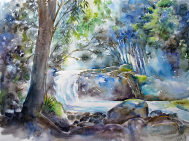 Painting titled "Mystery of forest" by Zsolt Székelyhidi, Original Artwork, Watercolor