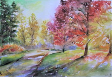 Malarstwo zatytułowany „Autumn morning” autorstwa Zsolt Székelyhidi, Oryginalna praca, Akwarela