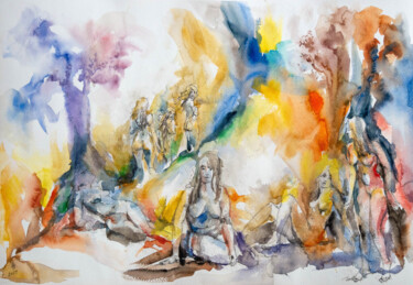 Painting titled "The story of a day" by Zsolt Székelyhidi, Original Artwork, Watercolor