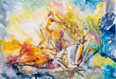 Painting titled "Awakening" by Zsolt Székelyhidi, Original Artwork, Watercolor