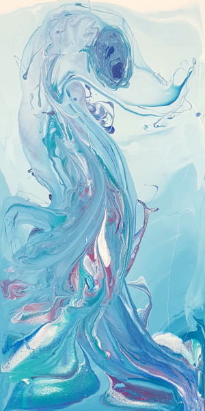 Painting titled "WATER BIRD resin on…" by Beata Van Wijngaarden, Original Artwork, Oil