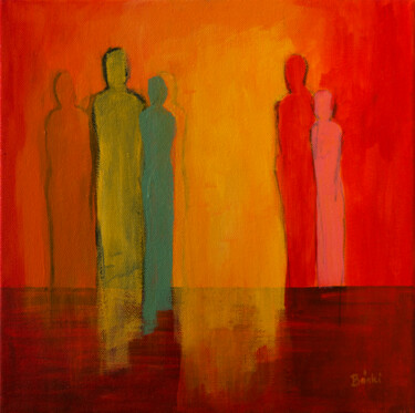 Painting titled "Discourse" by Szilvia Banki, Original Artwork, Oil Mounted on Wood Stretcher frame