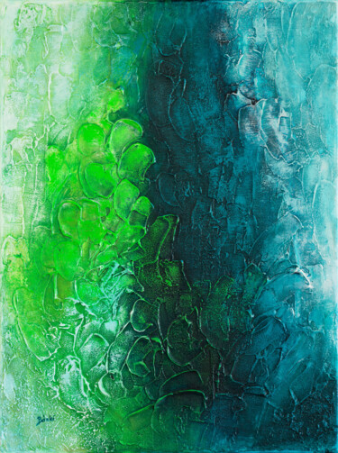 Painting titled "Green atmosphere" by Szilvia Banki, Original Artwork, Acrylic Mounted on Wood Stretcher frame