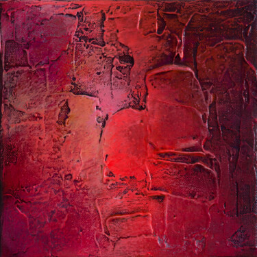 Painting titled "Red dreams III." by Szilvia Banki, Original Artwork, Acrylic Mounted on Wood Stretcher frame