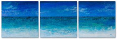 Schilderij getiteld "Sea triptych" door Szilvia Banki, Origineel Kunstwerk, Acryl Gemonteerd op Frame voor houten brancard