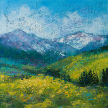 Painting titled "Mountains" by Szilvia Banki, Original Artwork, Acrylic Mounted on Wood Stretcher frame