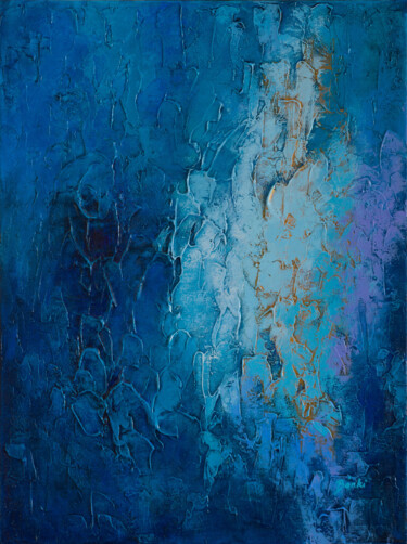 Painting titled "Blue abstraction" by Szilvia Banki, Original Artwork, Acrylic Mounted on Wood Stretcher frame