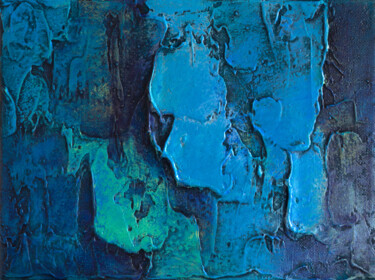 Schilderij getiteld "Blue dreams IV." door Szilvia Banki, Origineel Kunstwerk, Acryl Gemonteerd op Frame voor houten brancard