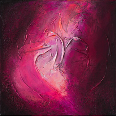 Painting titled "Magenta feeling I." by Szilvia Banki, Original Artwork, Acrylic Mounted on Wood Stretcher frame