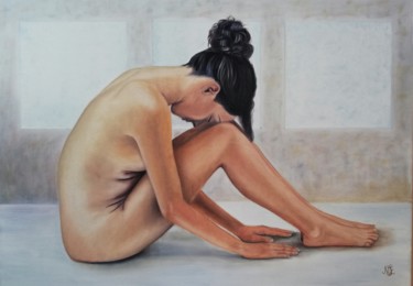 Schilderij getiteld "Nude" door Szilvia Németh, Origineel Kunstwerk, Olie