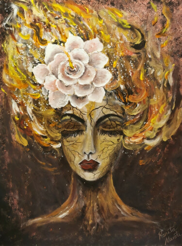 Pittura intitolato "FIRE FLOWER" da Renata Maroti, Opera d'arte originale, Acrilico