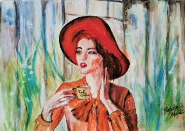 Malerei mit dem Titel "CAFÉ SAFARI" von Renata Maroti, Original-Kunstwerk, Tempera