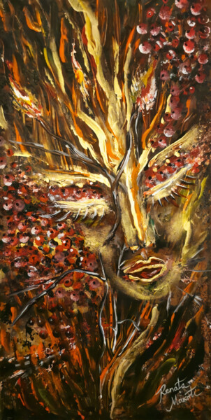 Peinture intitulée "GLOWING HAWTHORN" par Renata Maroti, Œuvre d'art originale, Acrylique