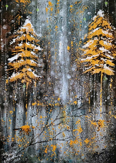 Painting titled "SNOW FOREST" by Renata Maroti, Original Artwork, Acrylic